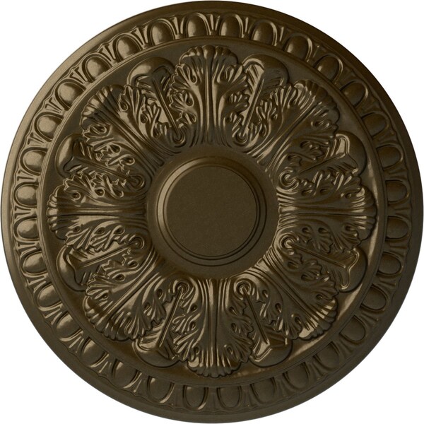 Ekena Millwork Colton Ceiling Medallion (Fits Canopies up to 4 3/4"), Hand-Painted Brass, 15 3/4"OD x 1 1/2"P CM15CNBRS - main